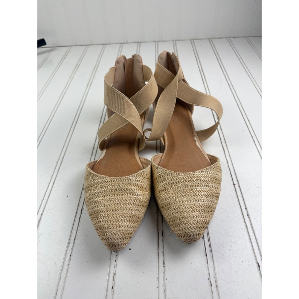 Sugar Vintage Y2K Woven Straw Ankle Strap Ballet Flats Women's Size 8.5 - Picture 2 of 9
